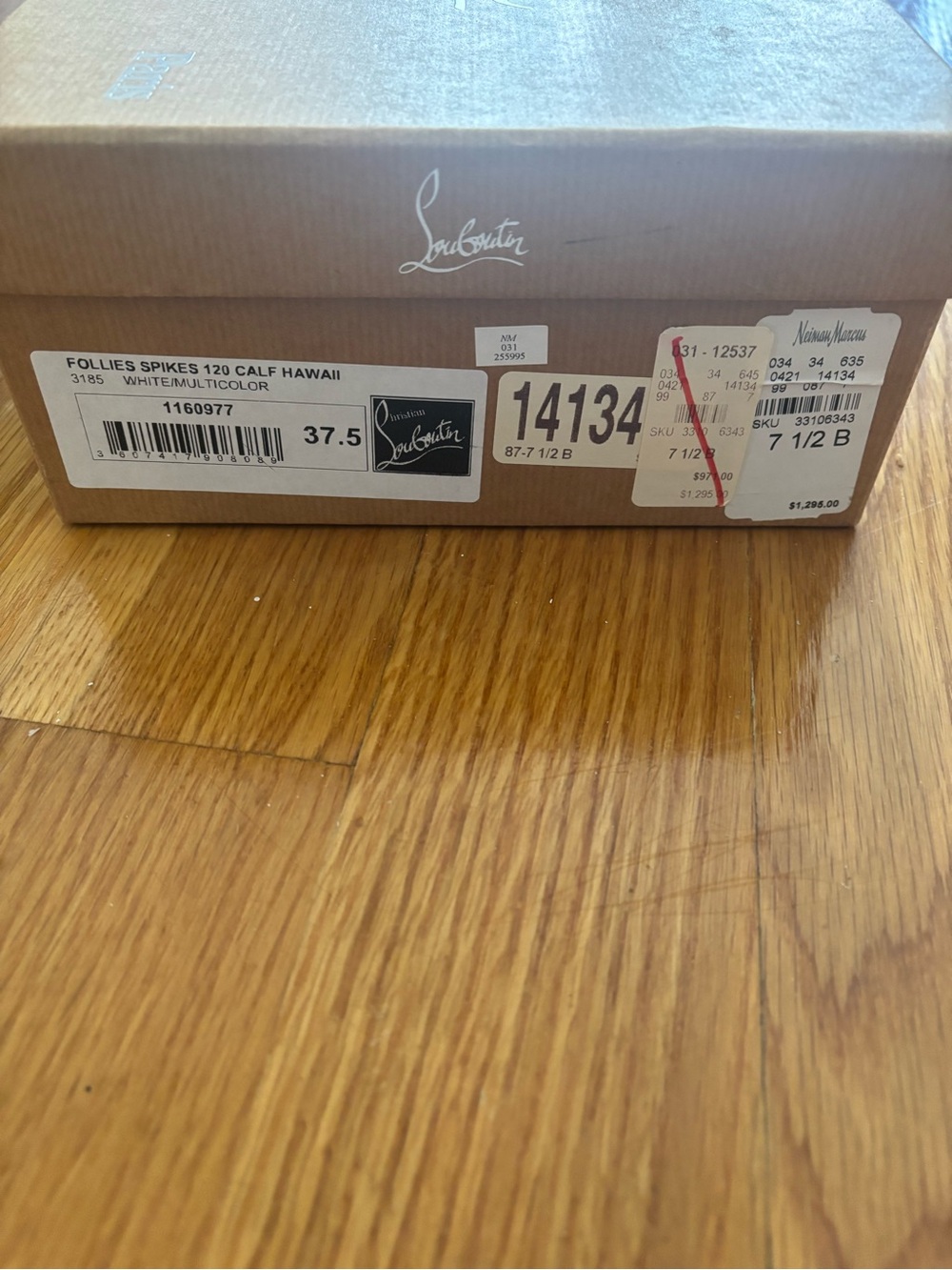 Christian Louboutin Hawaii Multicolor Follies Spike 120 Pointed Toe Pump 37.5 - Picture 8 of 11